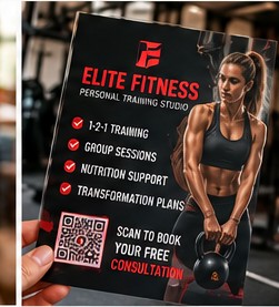Professional fitness promotional flyer with bold typography